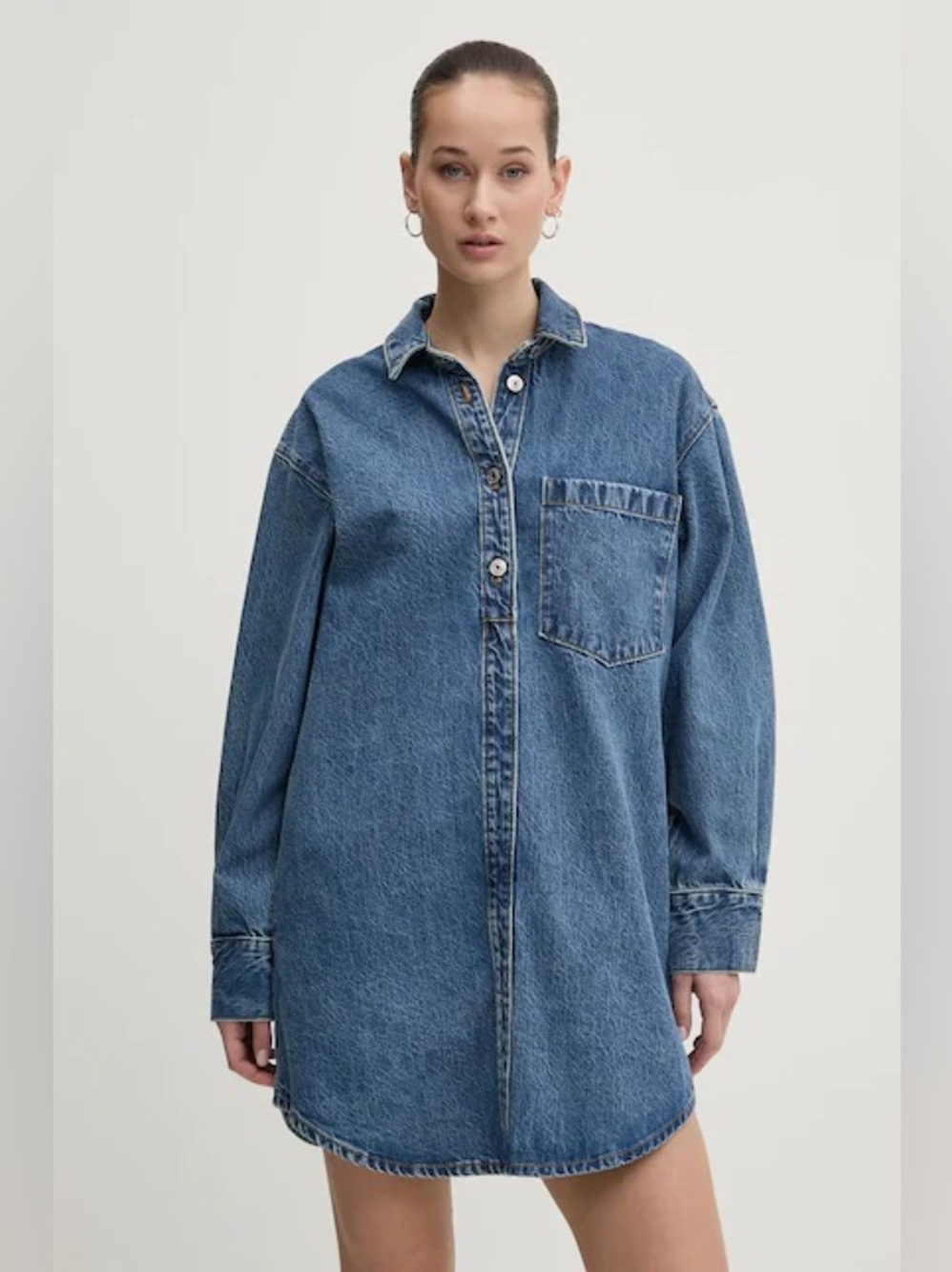 Abercrombie & Fitch Denim Mini Shirt Dress - Medium Wash Size Small